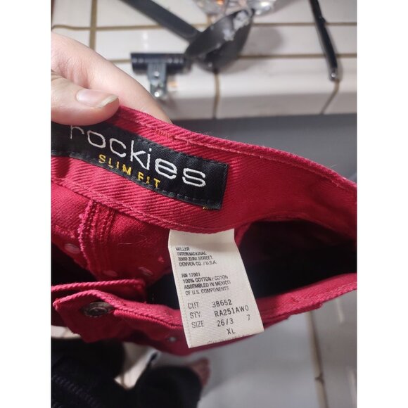 Rockies Jeans Womens 25x33 Rockies Red Denim High Rise Vintage 80s Yoked Studded - Picture 6 of 6